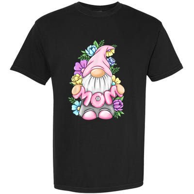 Cute Gnome Mom Happy Mothers Day Art Flower For Mom Gnomies Garment-Dyed Heavyweight T-Shirt