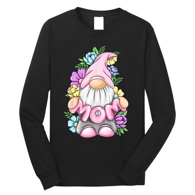 Cute Gnome Mom Happy Mothers Day Art Flower For Mom Gnomies Long Sleeve Shirt