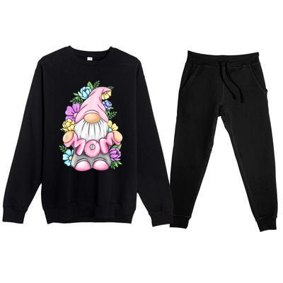 Cute Gnome Mom Happy Mothers Day Art Flower For Mom Gnomies Premium Crewneck Sweatsuit Set