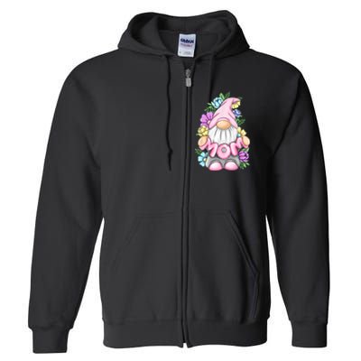 Cute Gnome Mom Happy Mothers Day Art Flower For Mom Gnomies Full Zip Hoodie