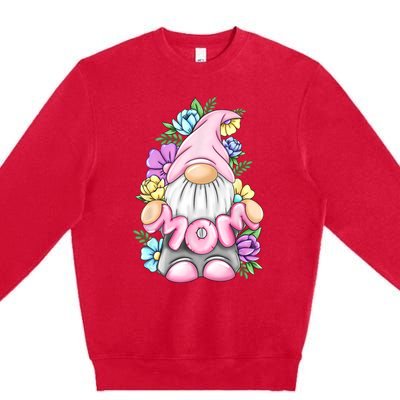 Cute Gnome Mom Happy Mothers Day Art Flower For Mom Gnomies Premium Crewneck Sweatshirt