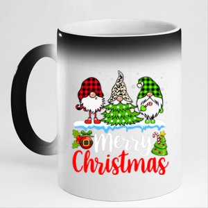 Cute Gnomes Merry Christmas Light Family Gnome Xmas Matching 11oz Black Color Changing Mug