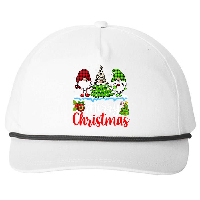 Cute Gnomes Merry Christmas Light Family Gnome Xmas Matching Snapback Five-Panel Rope Hat