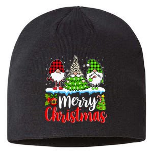 Cute Gnomes Merry Christmas Light Family Gnome Xmas Matching Sustainable Beanie