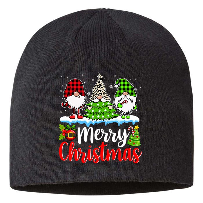 Cute Gnomes Merry Christmas Light Family Gnome Xmas Matching Sustainable Beanie