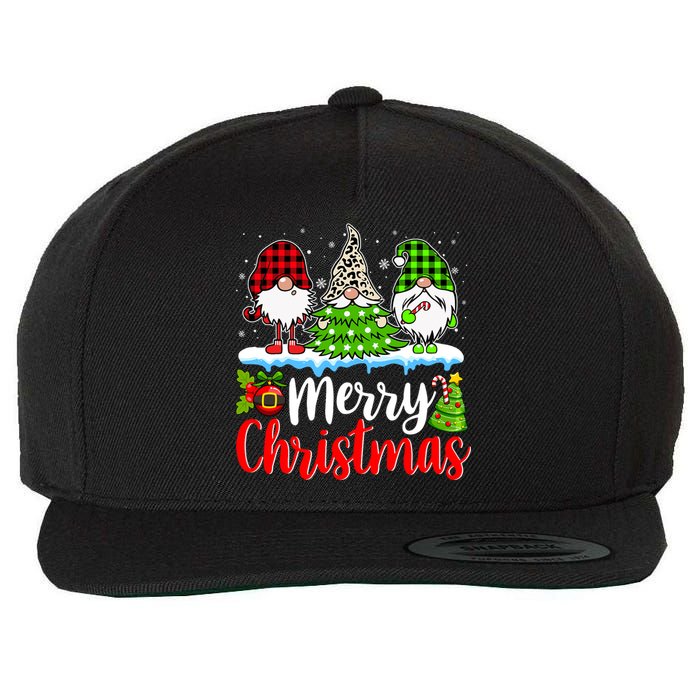 Cute Gnomes Merry Christmas Light Family Gnome Xmas Matching Wool Snapback Cap