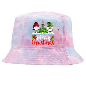 Cute Gnomes Merry Christmas Light Family Gnome Xmas Matching Tie-Dyed Bucket Hat