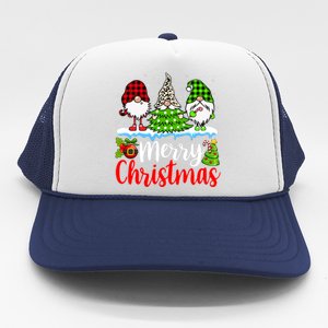 Cute Gnomes Merry Christmas Light Family Gnome Xmas Matching Trucker Hat