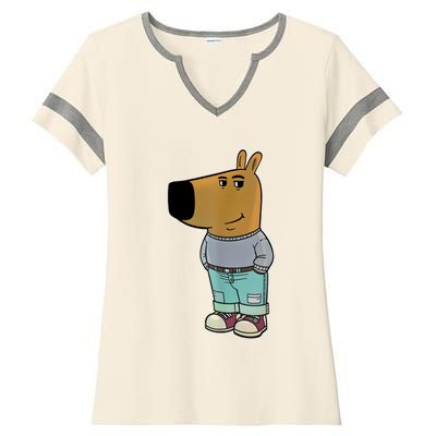 Chill Guy Meme Ladies Halftime Notch Neck Tee