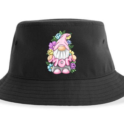 Cute Gnome Mom Happy Mother's Day Art Flower For Mom Gnomies Sustainable Bucket Hat