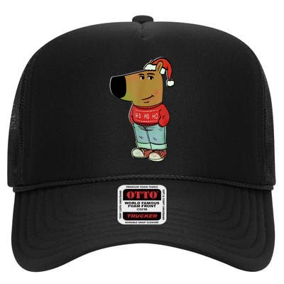 Chill Guy My New Character Meme Christmas Chill Guy High Crown Mesh Back Trucker Hat