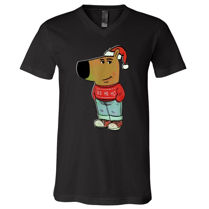 Chill Guy My New Character Meme Christmas Chill Guy V-Neck T-Shirt