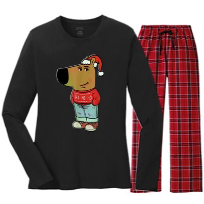 Chill Guy My New Character Meme Christmas Chill Guy Women's Long Sleeve Flannel Pajama Set 