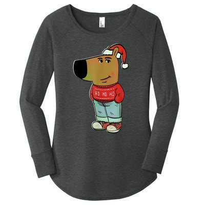 Chill Guy My New Character Meme Christmas Chill Guy Women's Perfect Tri Tunic Long Sleeve Shirt