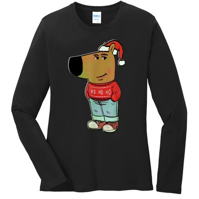 Chill Guy My New Character Meme Christmas Chill Guy Ladies Long Sleeve Shirt