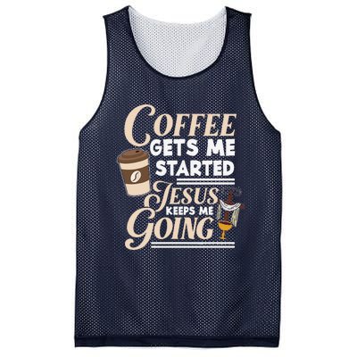 Coffee Gets Me Started Jesus Keeps Me Going Christian Mesh Reversible Basketball Jersey Tank