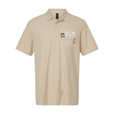 Coffee Gets Me Started Jesus Keeps Me Going Christian Softstyle Adult Sport Polo