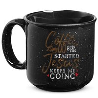 Coffee Gets Me Started Jesus Keeps Me Going Funny Jesus 15oz Campfire Ceramic Mug