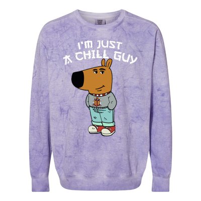 Chill Guy Meme Character Funny IM Just A Chill Guy Dog Colorblast Crewneck Sweatshirt