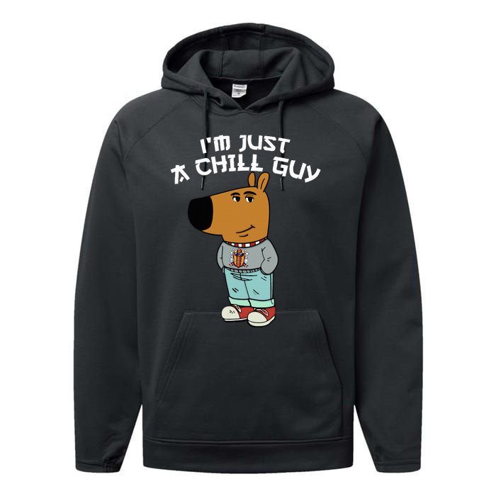 Chill Guy Meme Character Funny IM Just A Chill Guy Dog Performance Fleece Hoodie