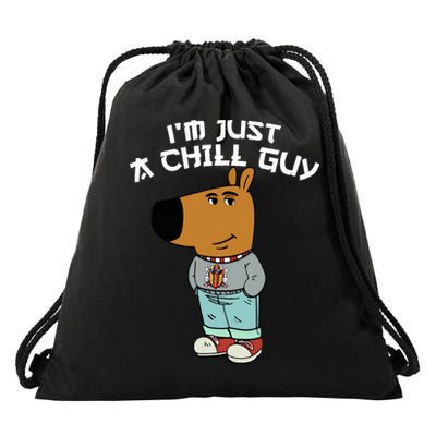 Chill Guy Meme Character Funny IM Just A Chill Guy Dog Drawstring Bag