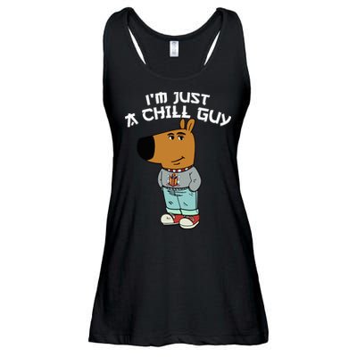 Chill Guy Meme Character Funny IM Just A Chill Guy Dog Ladies Essential Flowy Tank