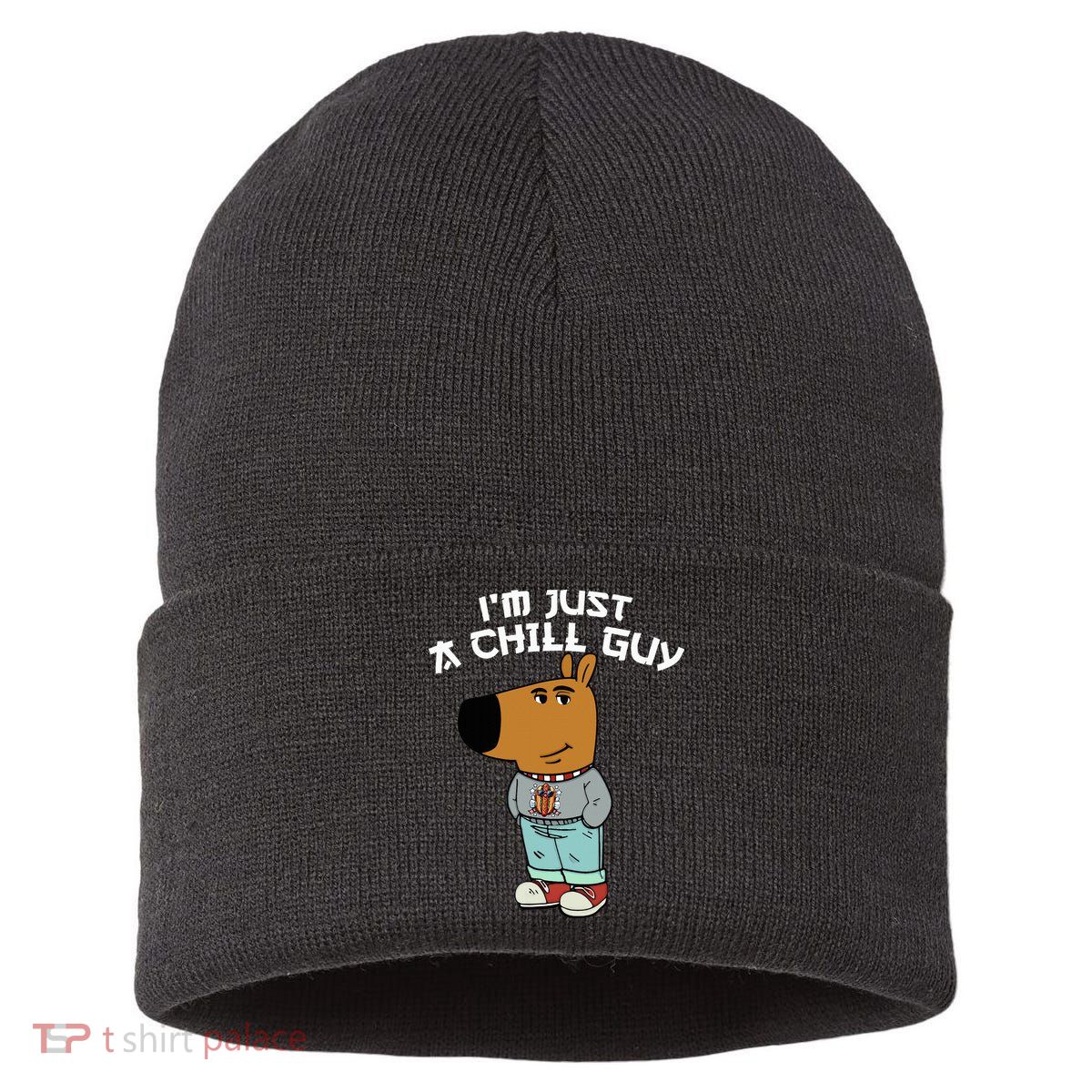 Chill Guy Meme Character Funny IM Just A Chill Guy Dog Sustainable Knit Beanie