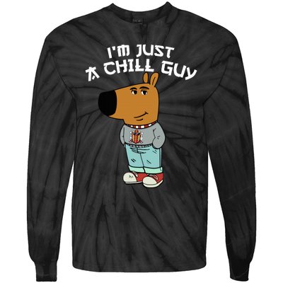 Chill Guy Meme Character Funny IM Just A Chill Guy Dog Tie-Dye Long Sleeve Shirt