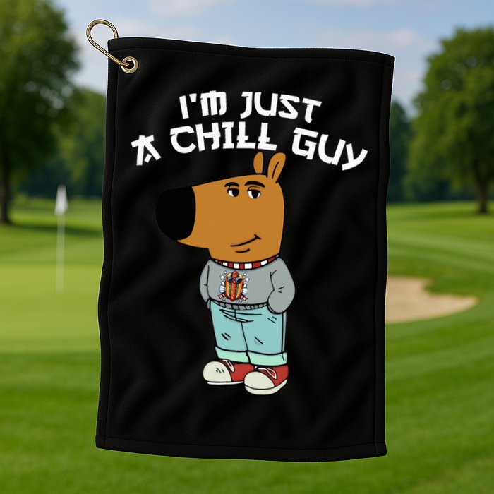 Chill Guy Meme Character Funny IM Just A Chill Guy Dog Golf Towel