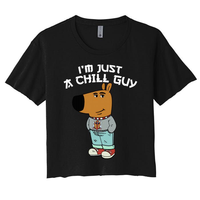 Chill Guy Meme Character Funny IM Just A Chill Guy Dog Women's Crop Top Tee