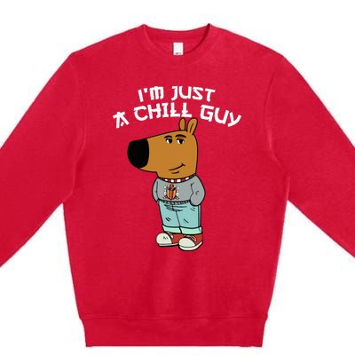 Chill Guy Meme Character Funny IM Just A Chill Guy Dog Premium Crewneck Sweatshirt