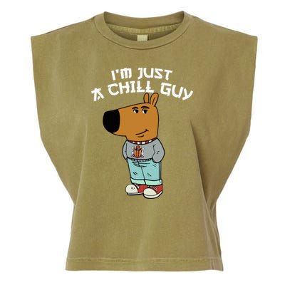 Chill Guy Meme Character Funny IM Just A Chill Guy Dog Garment-Dyed Women's Muscle Tee