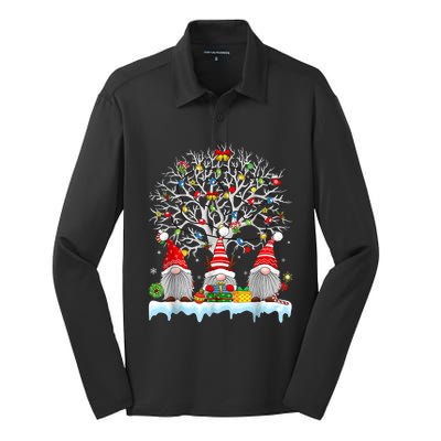 Cute Gnomes Merry Christmas Light Family Gnome Xmas Matching Silk Touch Performance Long Sleeve Polo