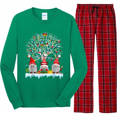 Cute Gnomes Merry Christmas Light Family Gnome Xmas Matching Long Sleeve Pajama Set