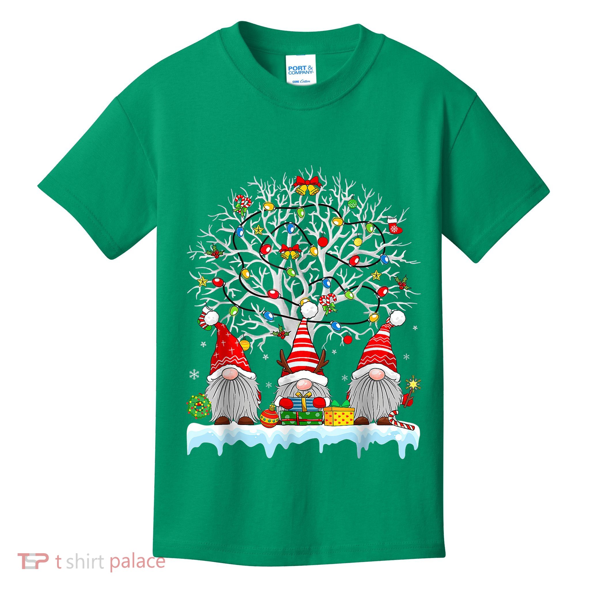 Cute Gnomes Merry Christmas Light Family Gnome Xmas Matching Kids T-Shirt