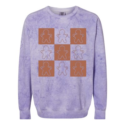 Checkered Gingerbread Man Retro Colorblast Crewneck Sweatshirt