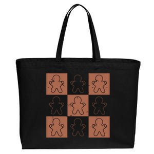 Checkered Gingerbread Man Retro Cotton Canvas Jumbo Tote