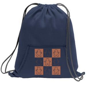 Checkered Gingerbread Man Retro Sweatshirt Cinch Pack Bag