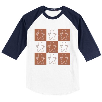 Checkered Gingerbread Man Retro Baseball Sleeve Shirt