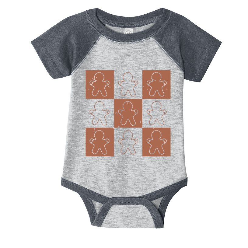 Checkered Gingerbread Man Retro Infant Baby Jersey Bodysuit
