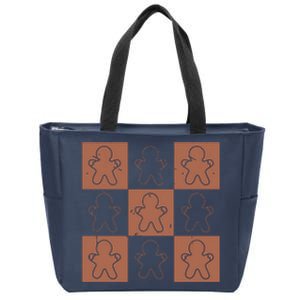 Checkered Gingerbread Man Retro Zip Tote Bag