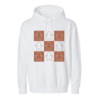 Checkered Gingerbread Man Retro Garment-Dyed Fleece Hoodie