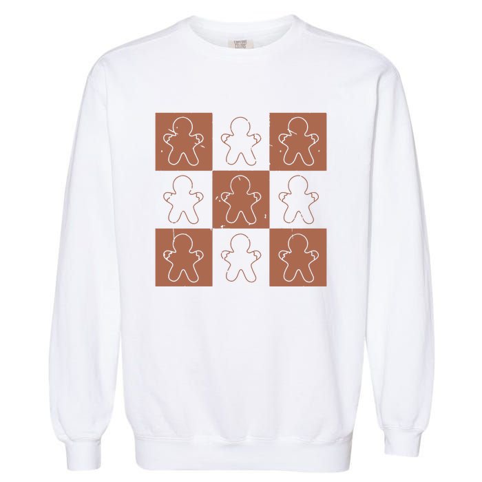 Checkered Gingerbread Man Retro Garment-Dyed Sweatshirt