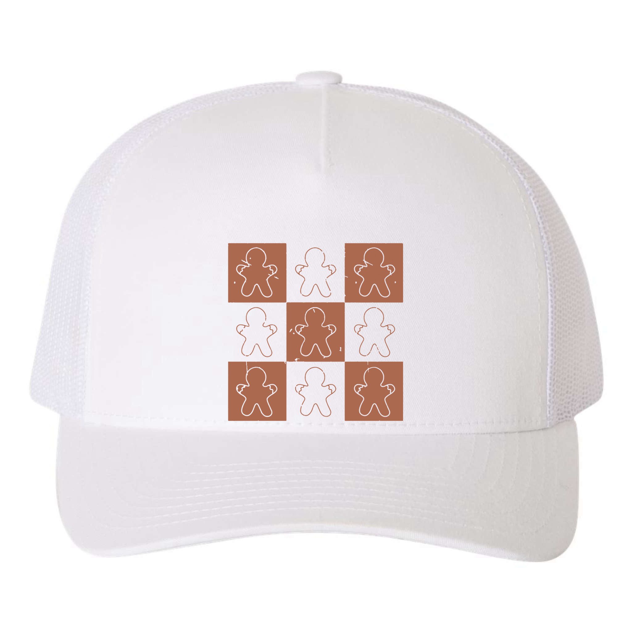 Checkered Gingerbread Man Retro Yupoong Adult 5-Panel Trucker Hat