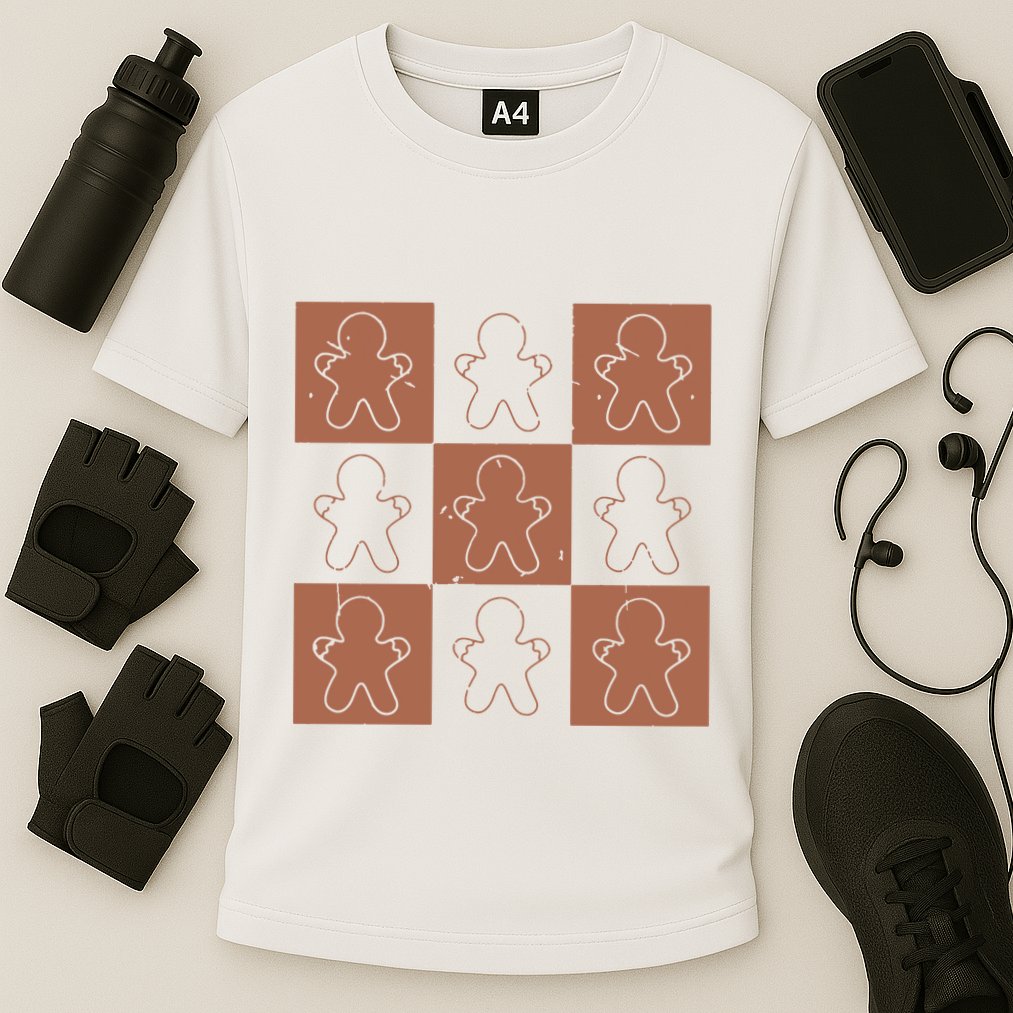Checkered Gingerbread Man Retro Performance Shirt