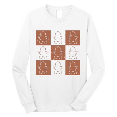 Checkered Gingerbread Man Retro Long Sleeve Shirt