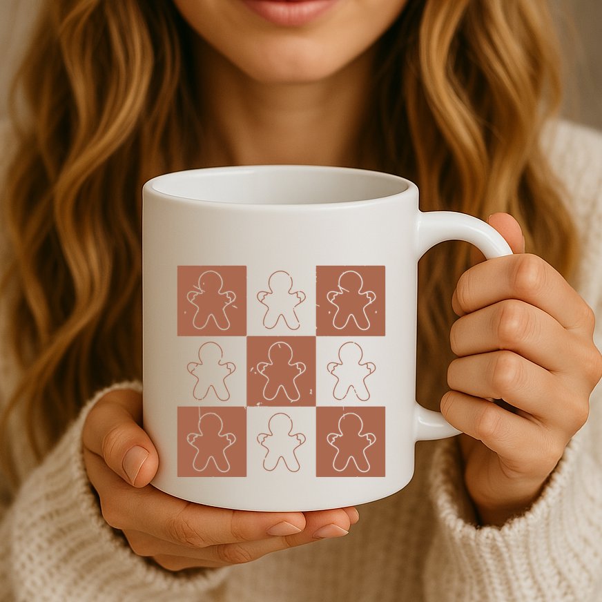 Checkered Gingerbread Man Retro Mug