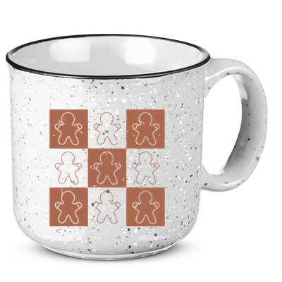 Checkered Gingerbread Man Retro 15oz Campfire Ceramic Mug