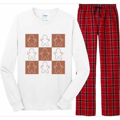 Checkered Gingerbread Man Retro Long Sleeve Pajama Set