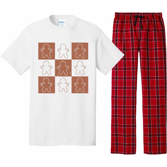 Checkered Gingerbread Man Retro Pajama Set